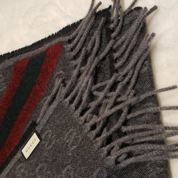 GUCCI GRAY SCARF wool with alpaca - Picture 3 of 6